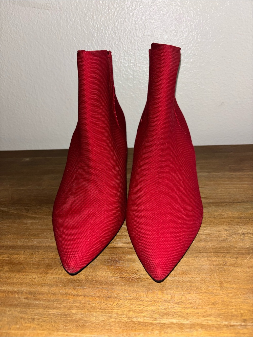 Women's Red Pointed-Toe Ankle Booties with Stiletto Heel - Picture 3 of 8